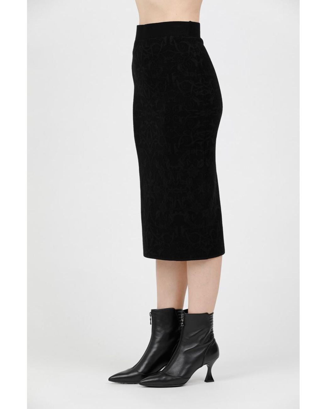 Max Mara Black Studio Adunco Straight Hem Midi Skirt