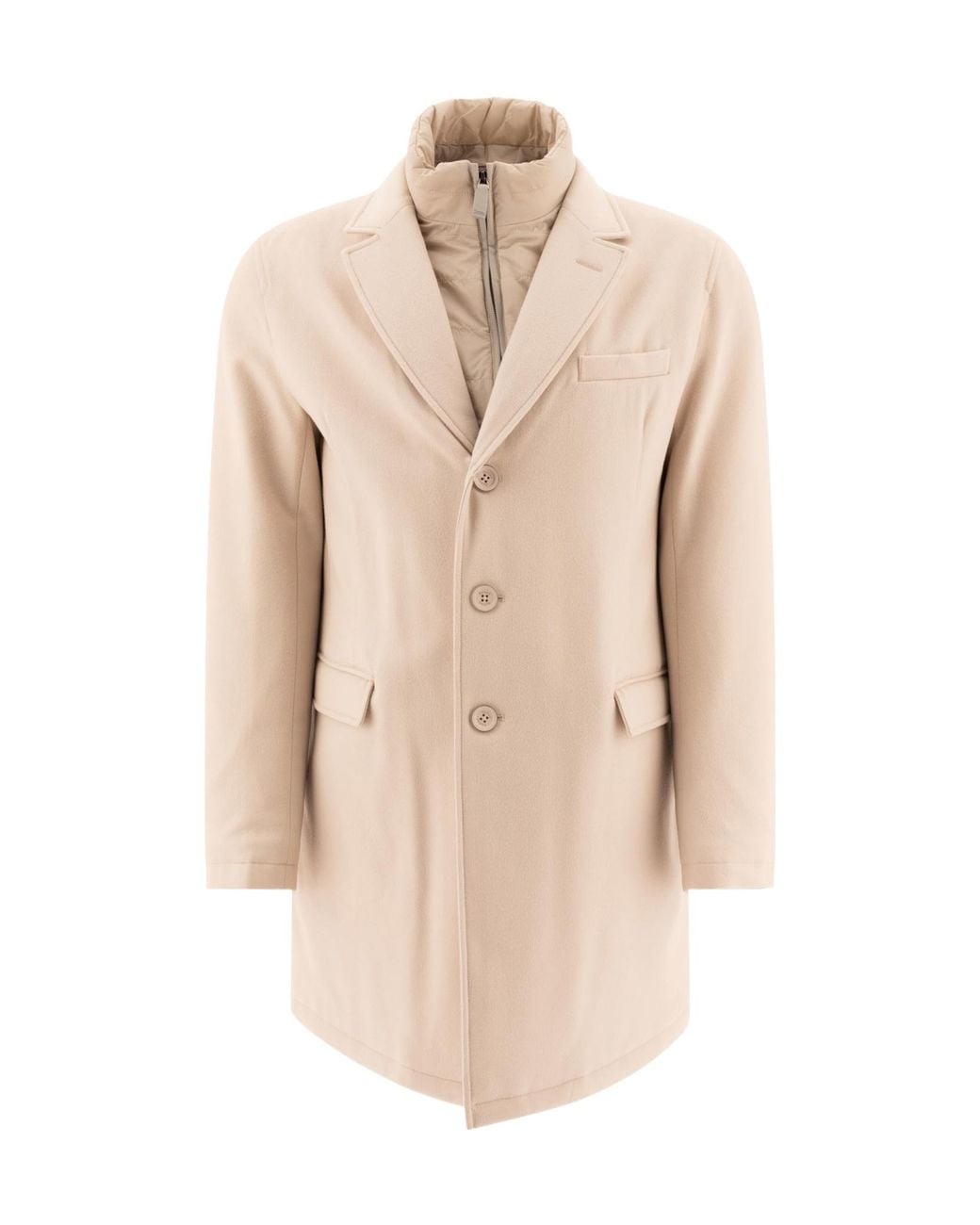 Herno Natural Single-Breasted High-Neck Coat for men