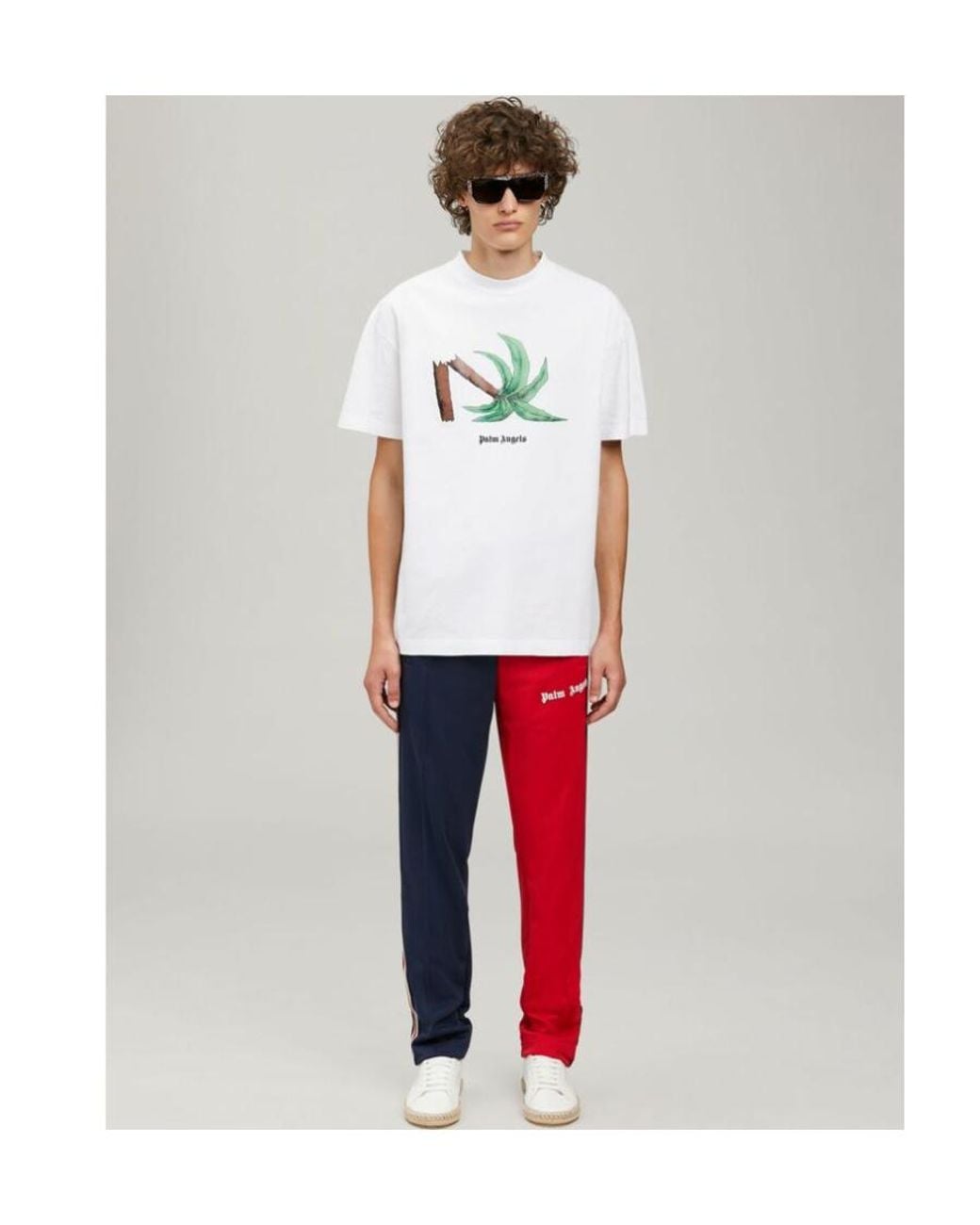 Palm Angels White Broken Palm Print T-Shirt for men