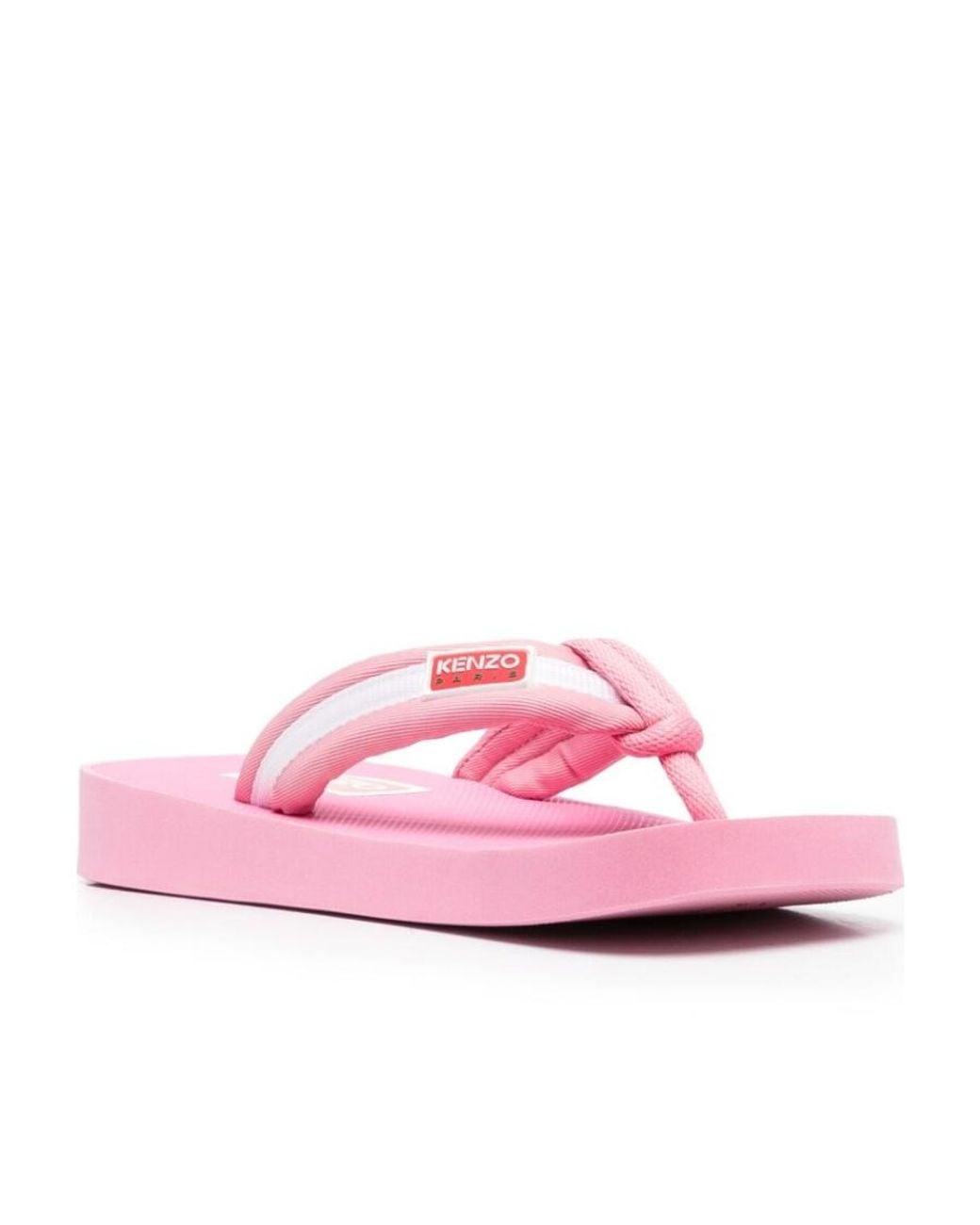 KENZO Pink Logo-Patch Striped Slip-On Flip Flops
