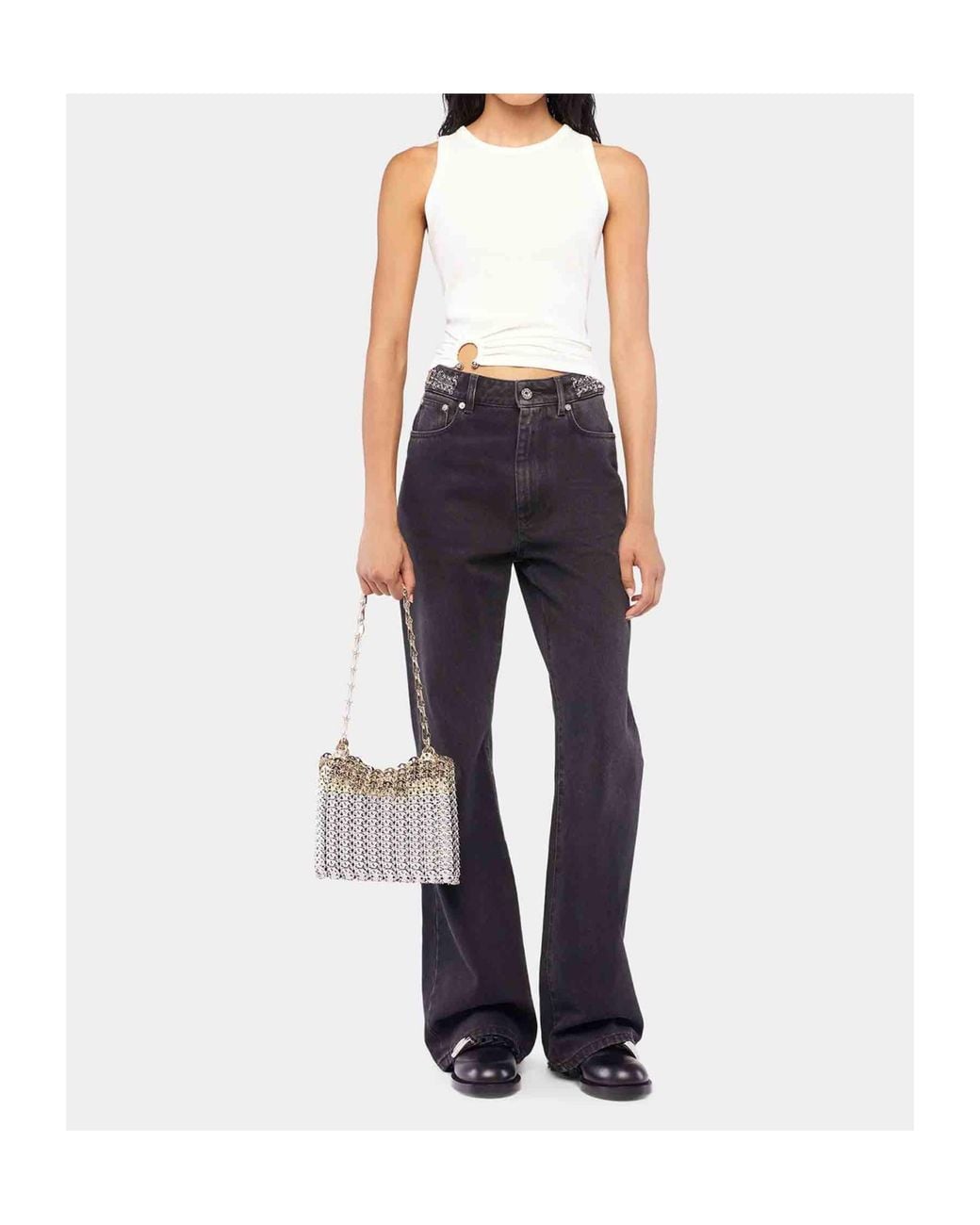 Rabanne White Ribbed Tank Top