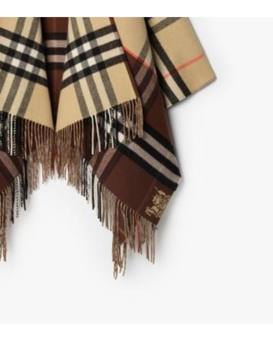 Burberry Multicolor Checkered Fringed Cape