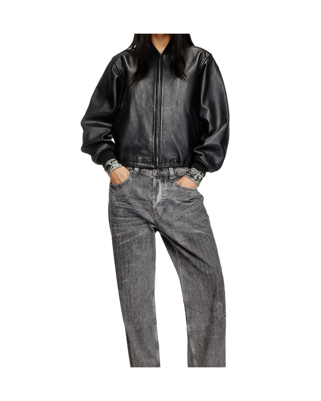 DIESEL Black L-Ilyan Zipped Bomber Jacket