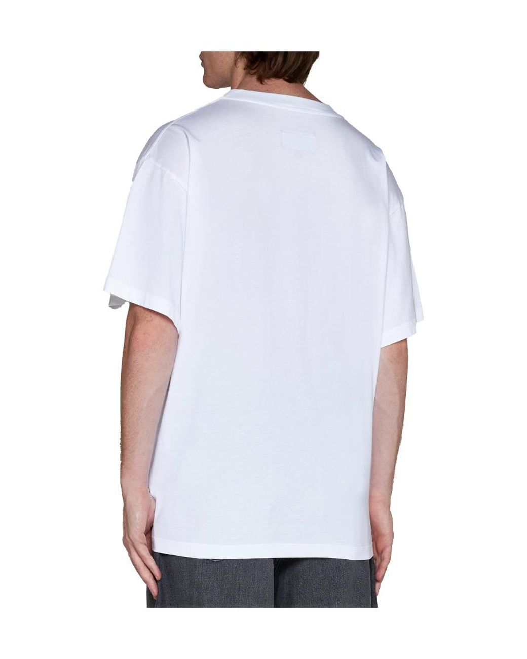 MM6 by Maison Margiela White Logo Patch Crewneck T-Shirt for men