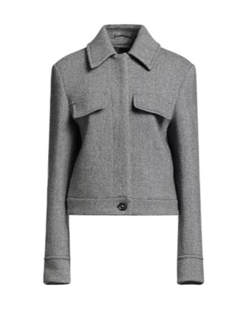 Sportmax Gray Long-Sleeve Wool Coat