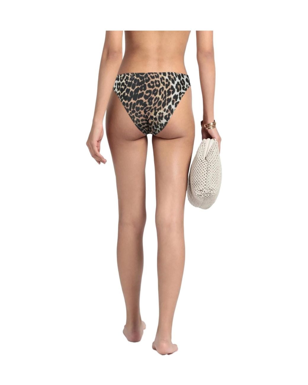 Ganni Black Leopardprint Stretch Bikini Bottom