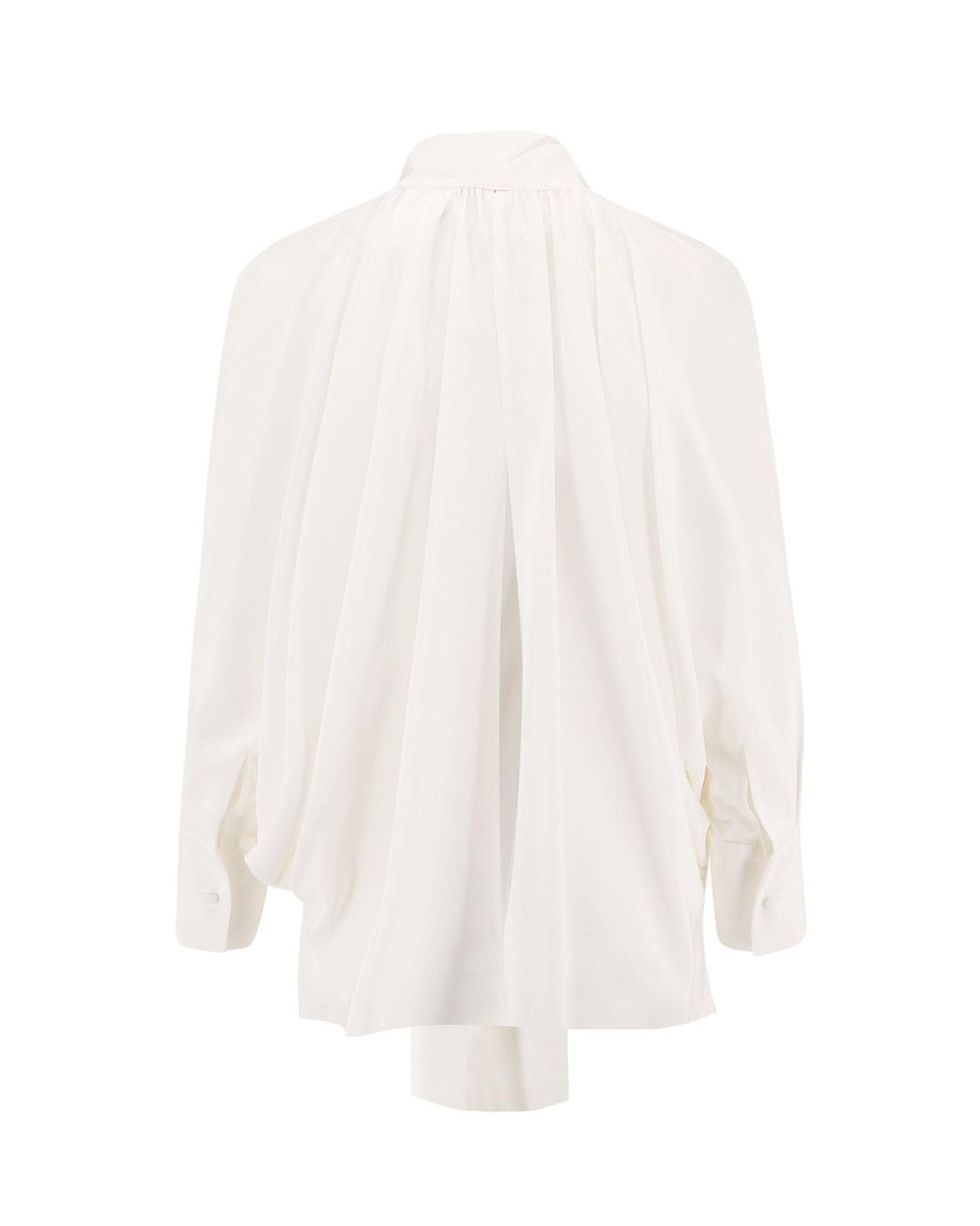 Max Mara White Bow-Detail Silk Top