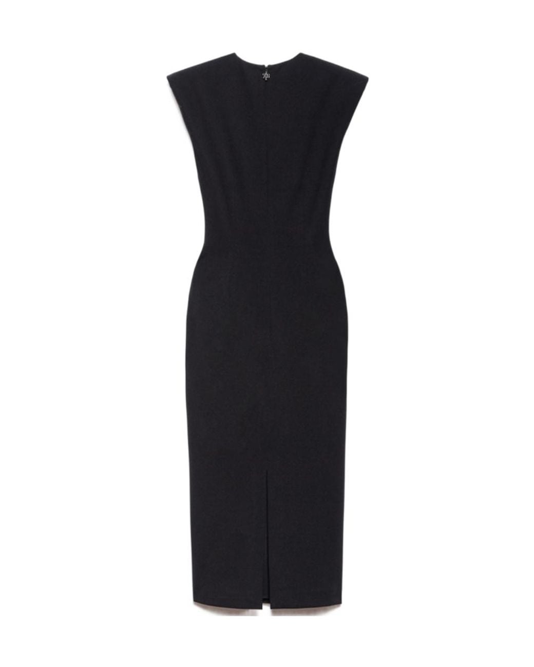 Aniye By Black Draped Padded-Shoulder Midi Dress