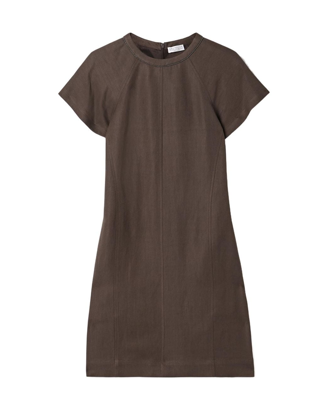 Brunello Cucinelli Brown Monili Chain-Detail Mini Dress