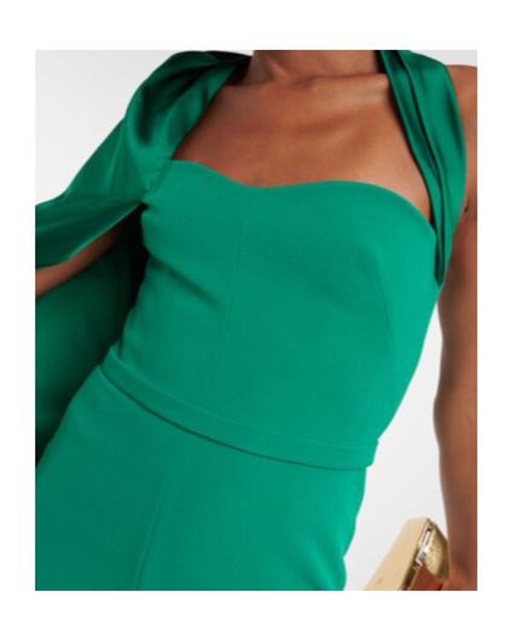 Safiyaa Green Lollian Marmont Caped Jumpsuit