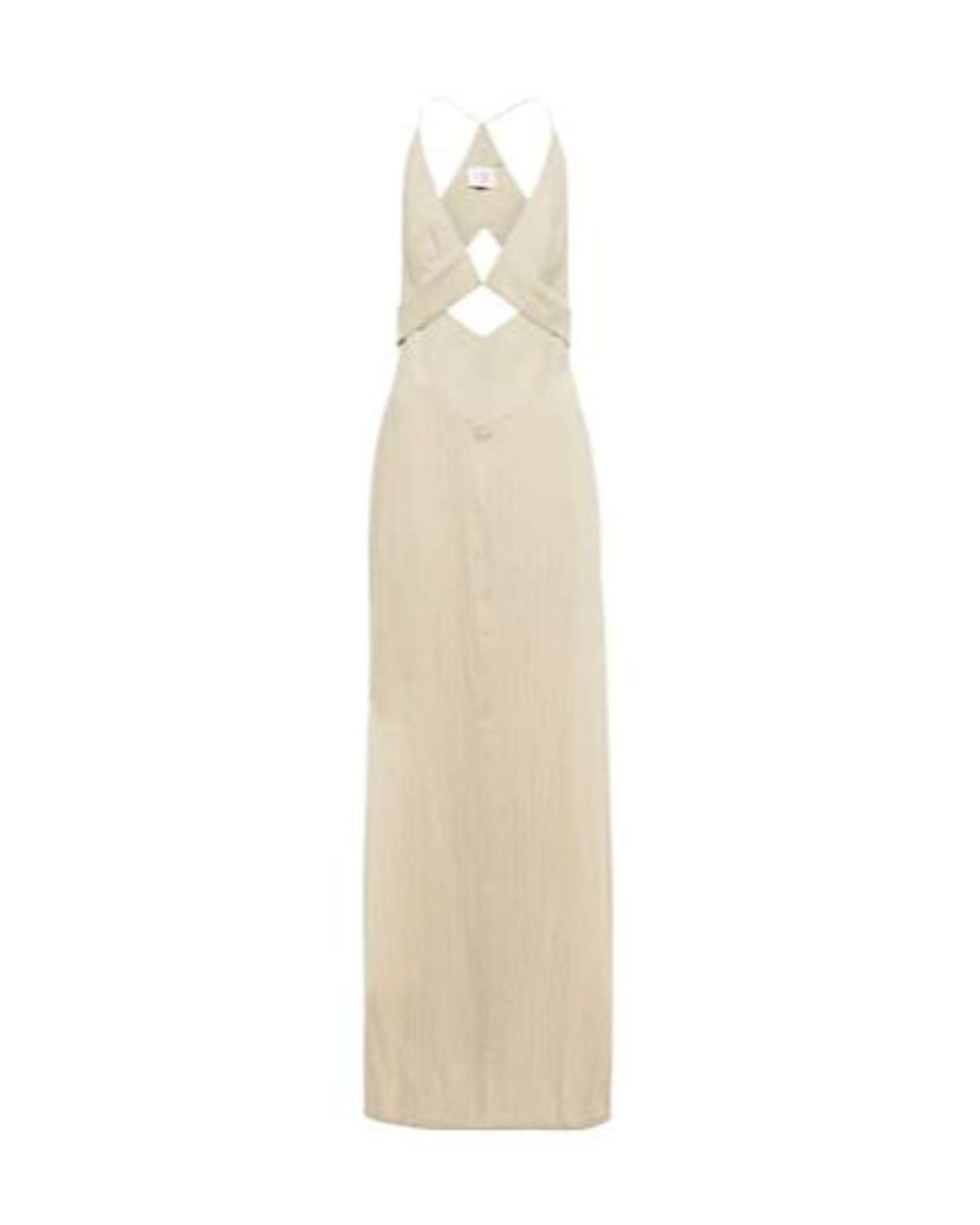 Galvan White Isola Linen-Blend Halterneck Maxi Dress