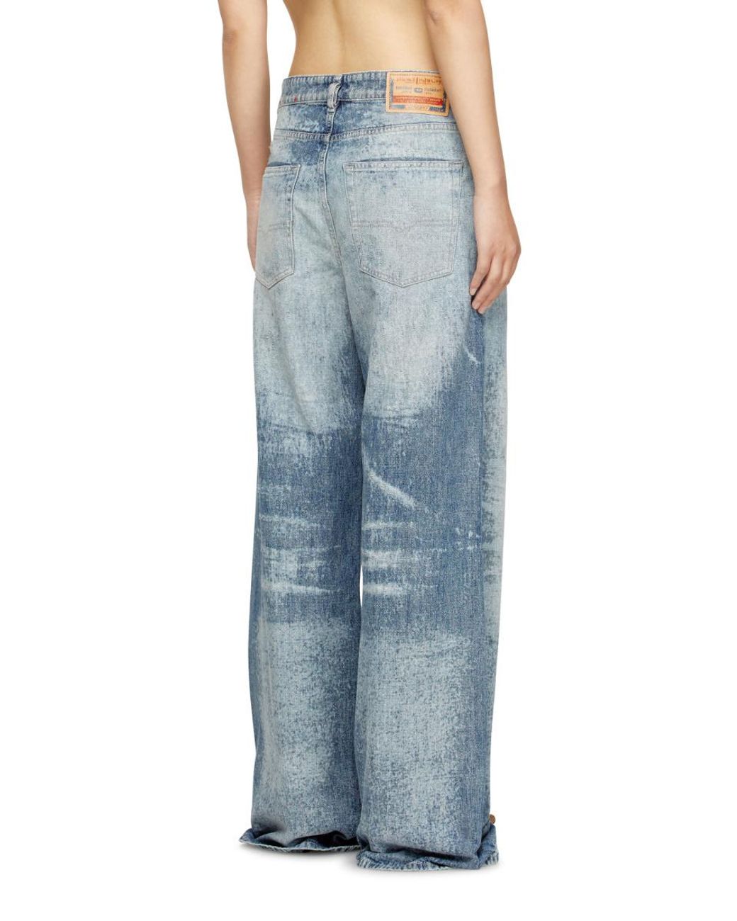 DIESEL Blue Logo Patch Wide Leg Jeans