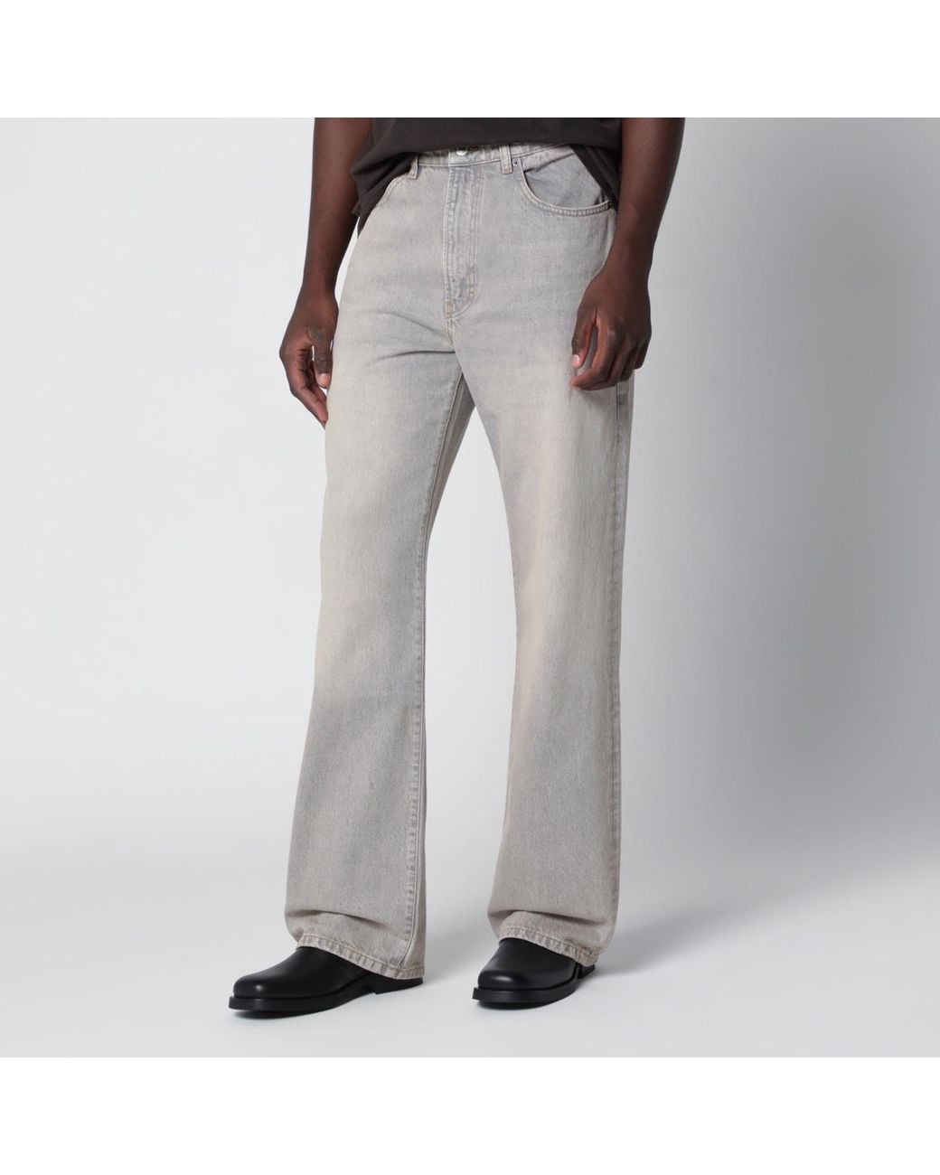 Jeanerica Black Vega Logo-Patch Straight-Leg Jeans for men