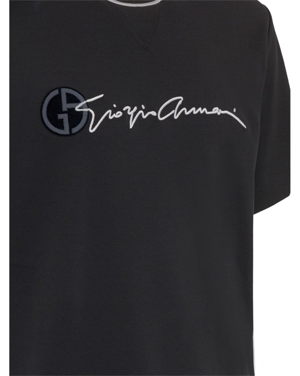Giorgio Armani Blue Logo Printed Short Sleeved T-Shirt for men