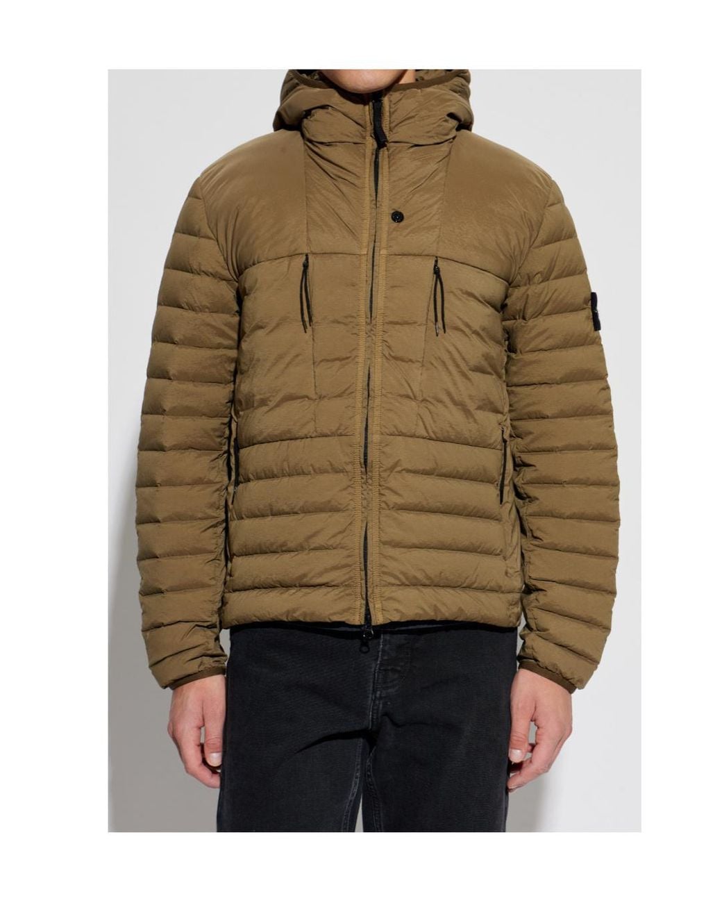 Stone Island Green Zipped Hooded Coat for men