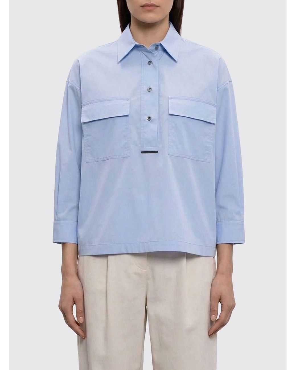Brunello Cucinelli Blue Chest Pocket Shirt