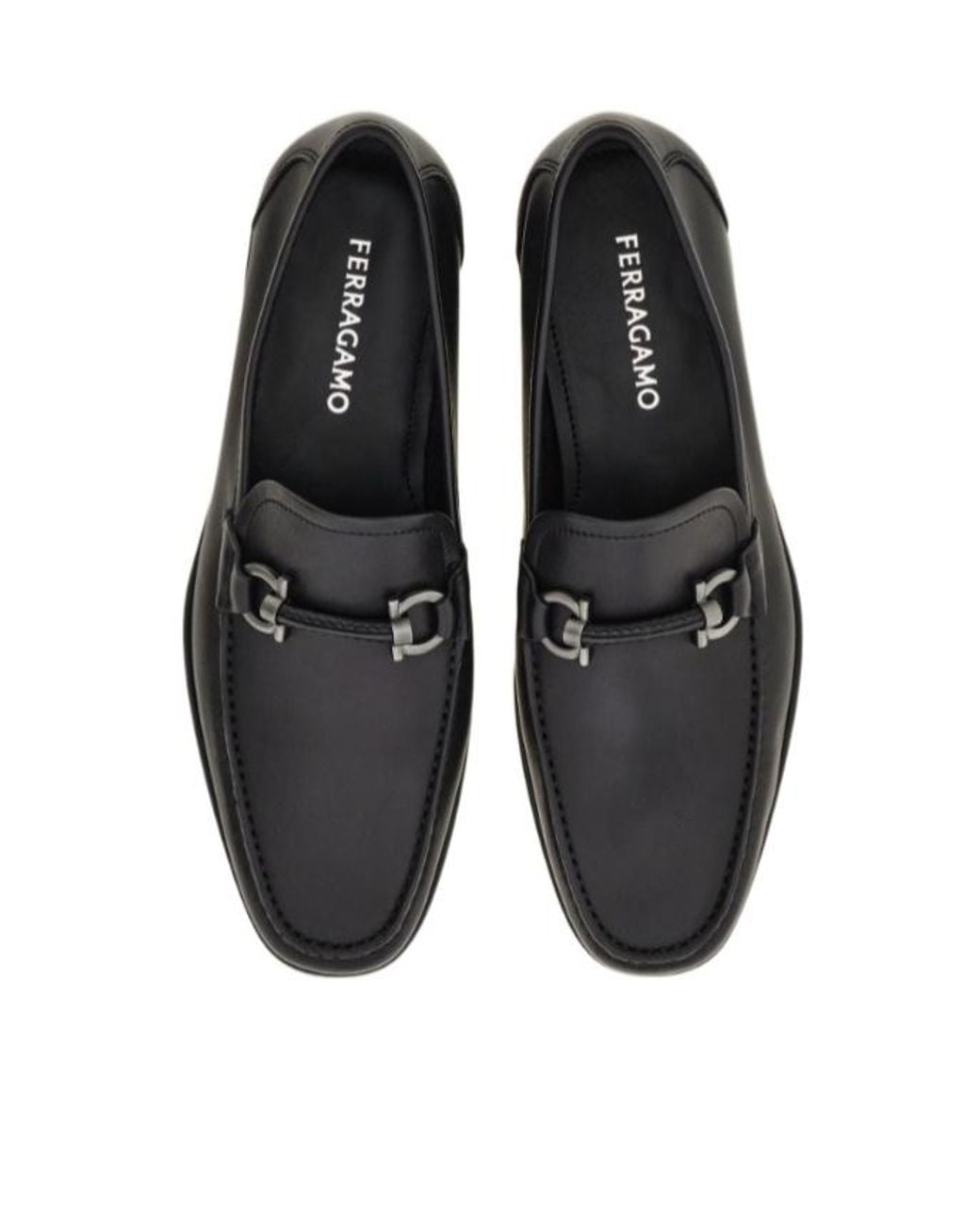 Ferragamo Black Gancini Ornament Loafer for men