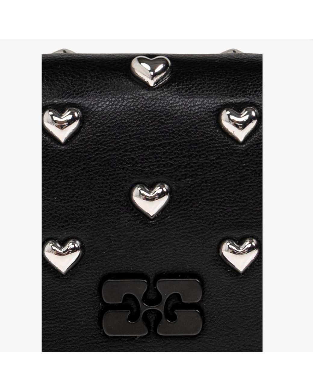 Ganni Black Heart-Studded Wallet