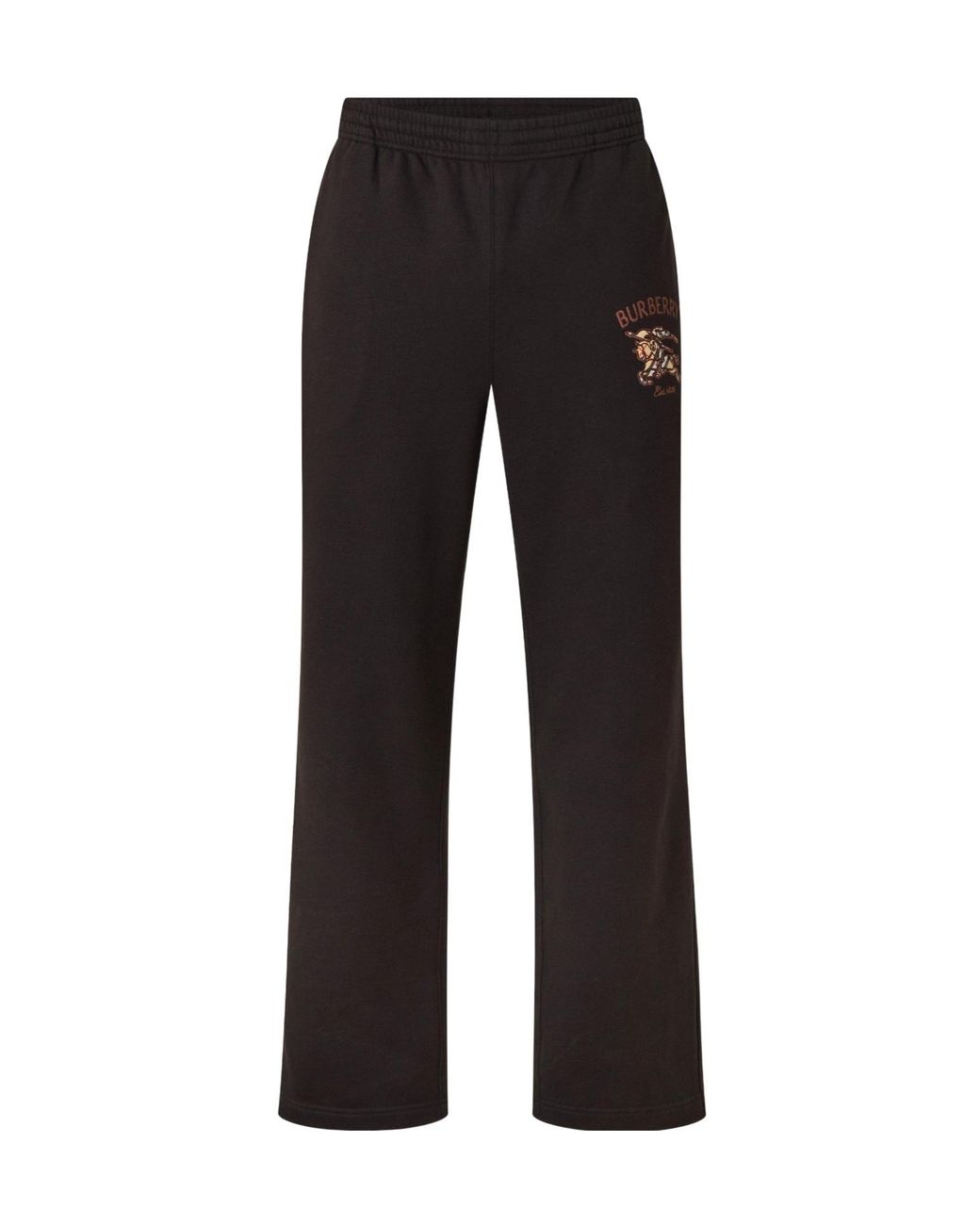 Burberry Black Embroidered Logo Elastic Waist Flared Sweatpants for men