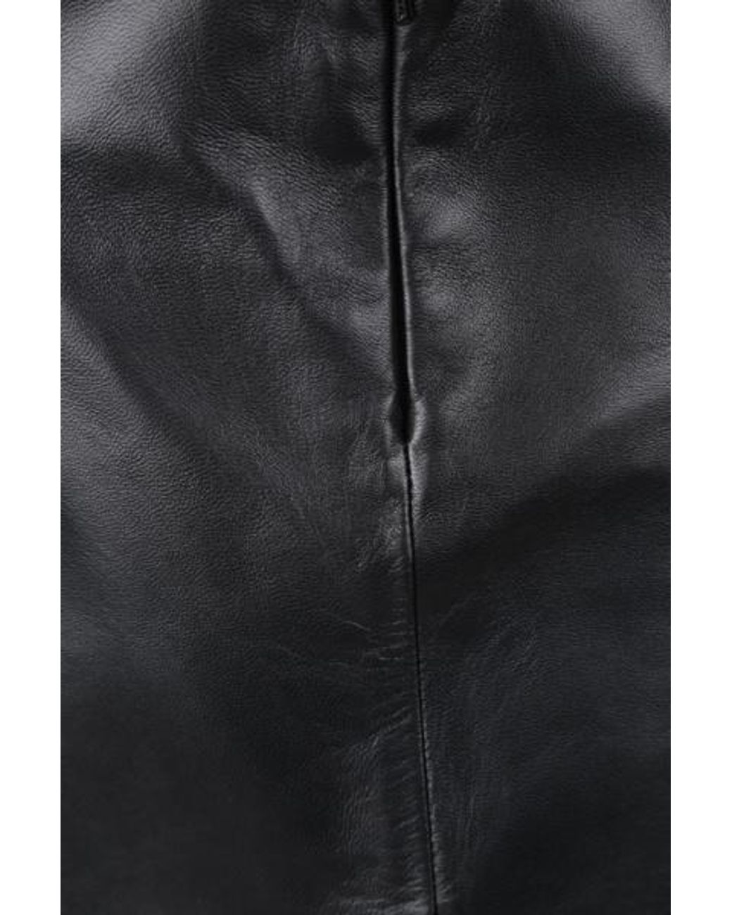 Givenchy Gray Cut-Out Detail Leather Midi Skirt