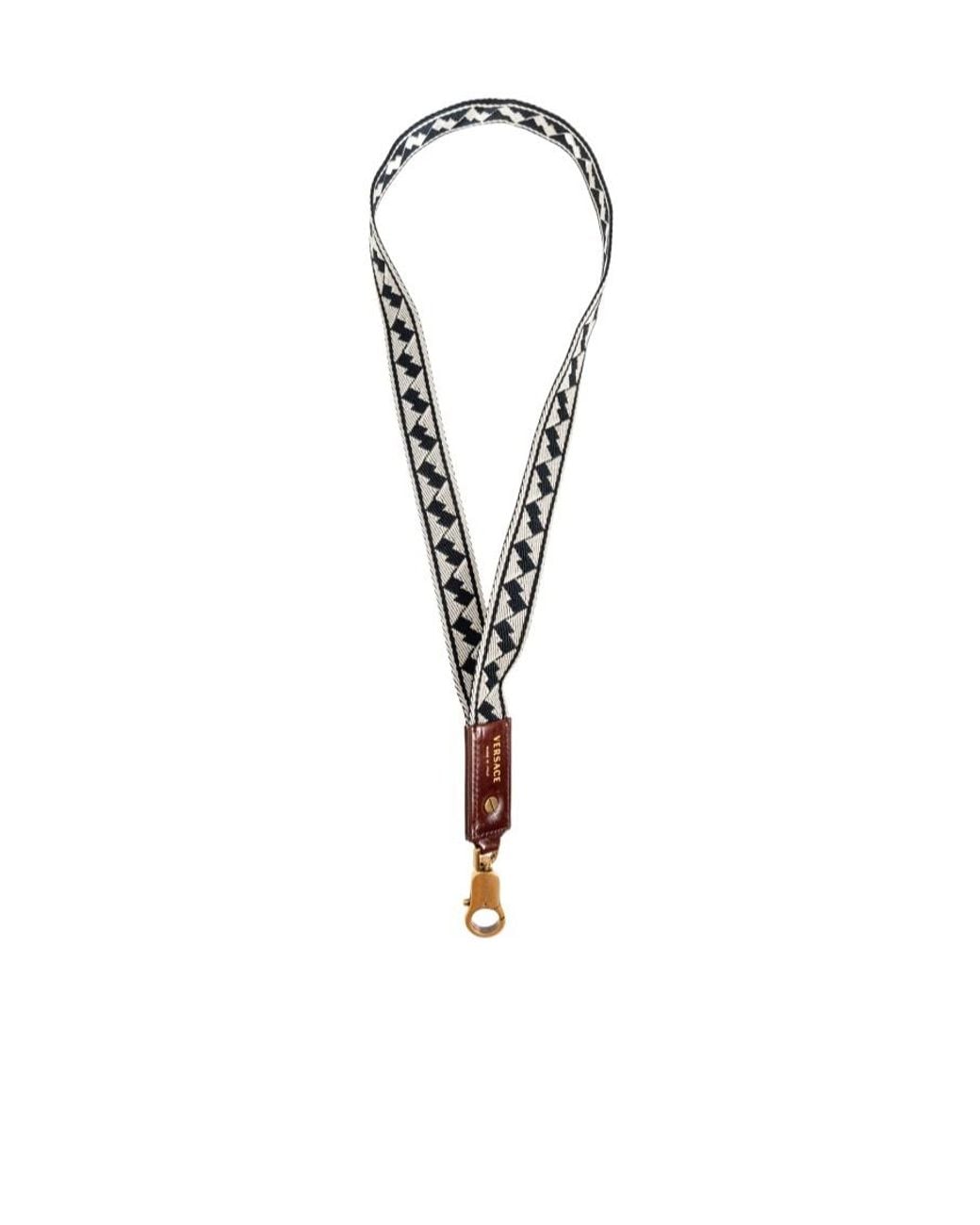 Versace White Patterned Lanyard Keyring for men