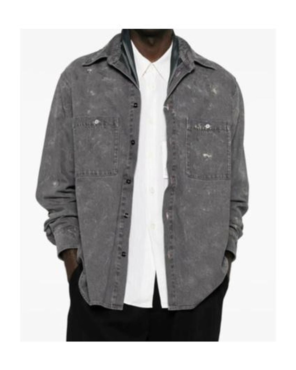 MM6 by Maison Margiela Gray Distressed Denim Jacket for men
