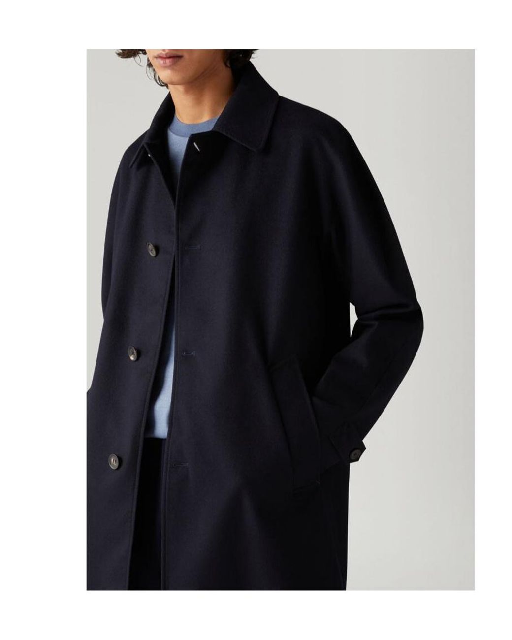 Loro Piana Blue Single-Breasted Coat for men