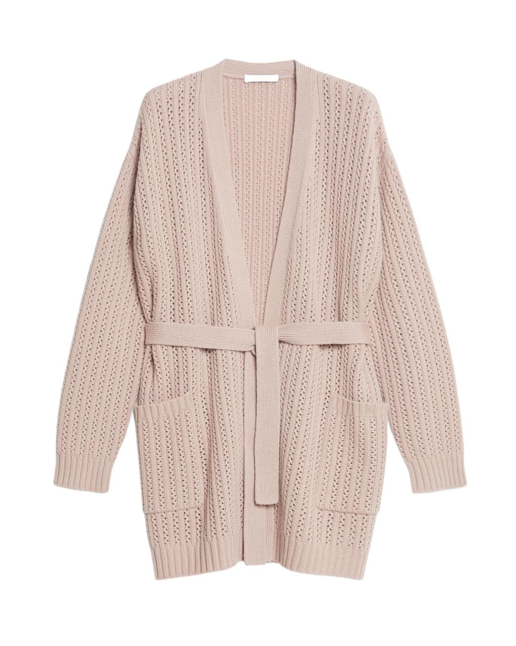 Max Mara Natural Balzac Belted Long-Sleeved Cardigan