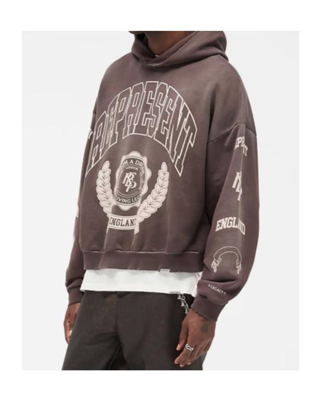 Represent Brown Collegiate Graphic Hoodie for men