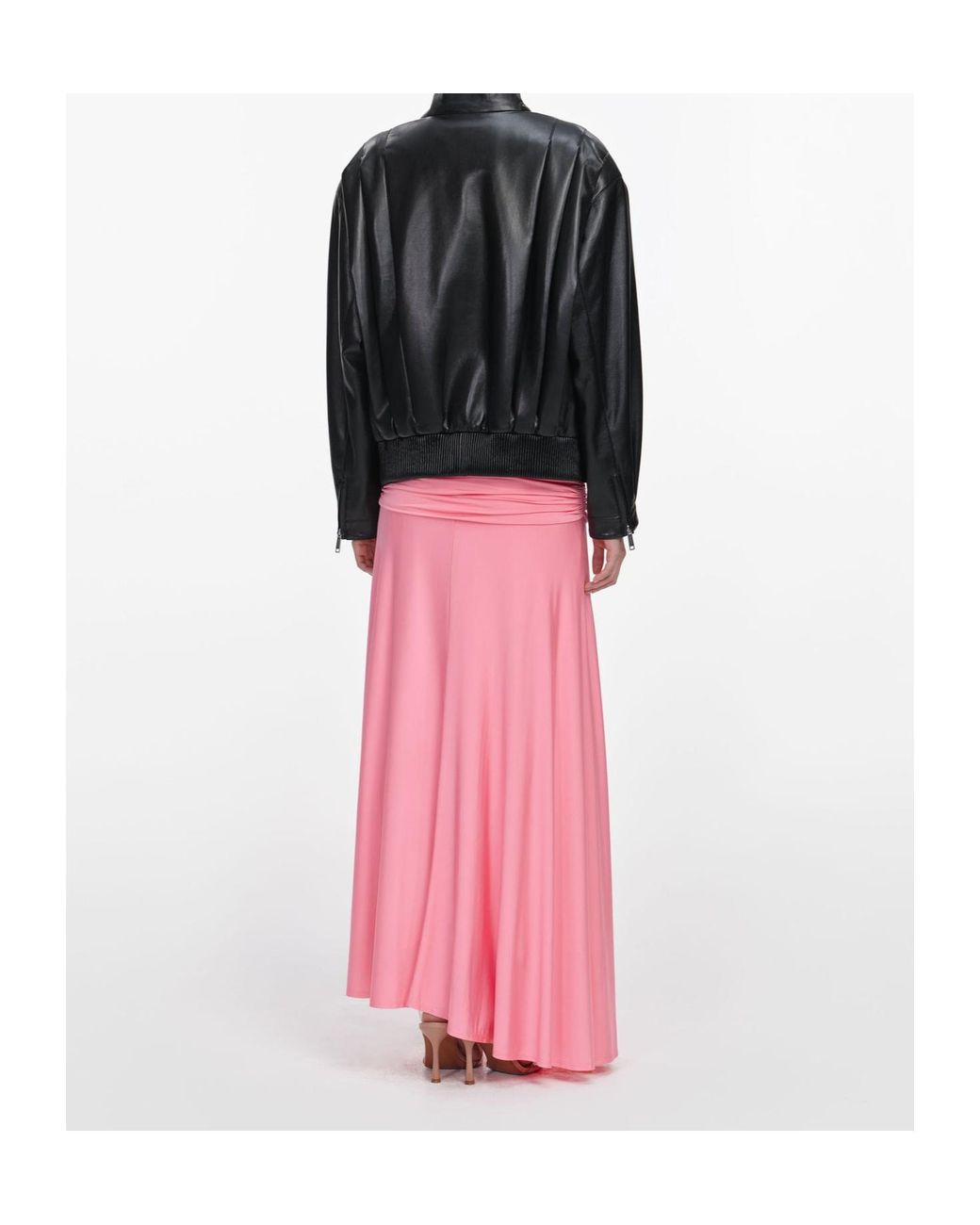 Self-Portrait Black Pleated Belted Biker Jacket