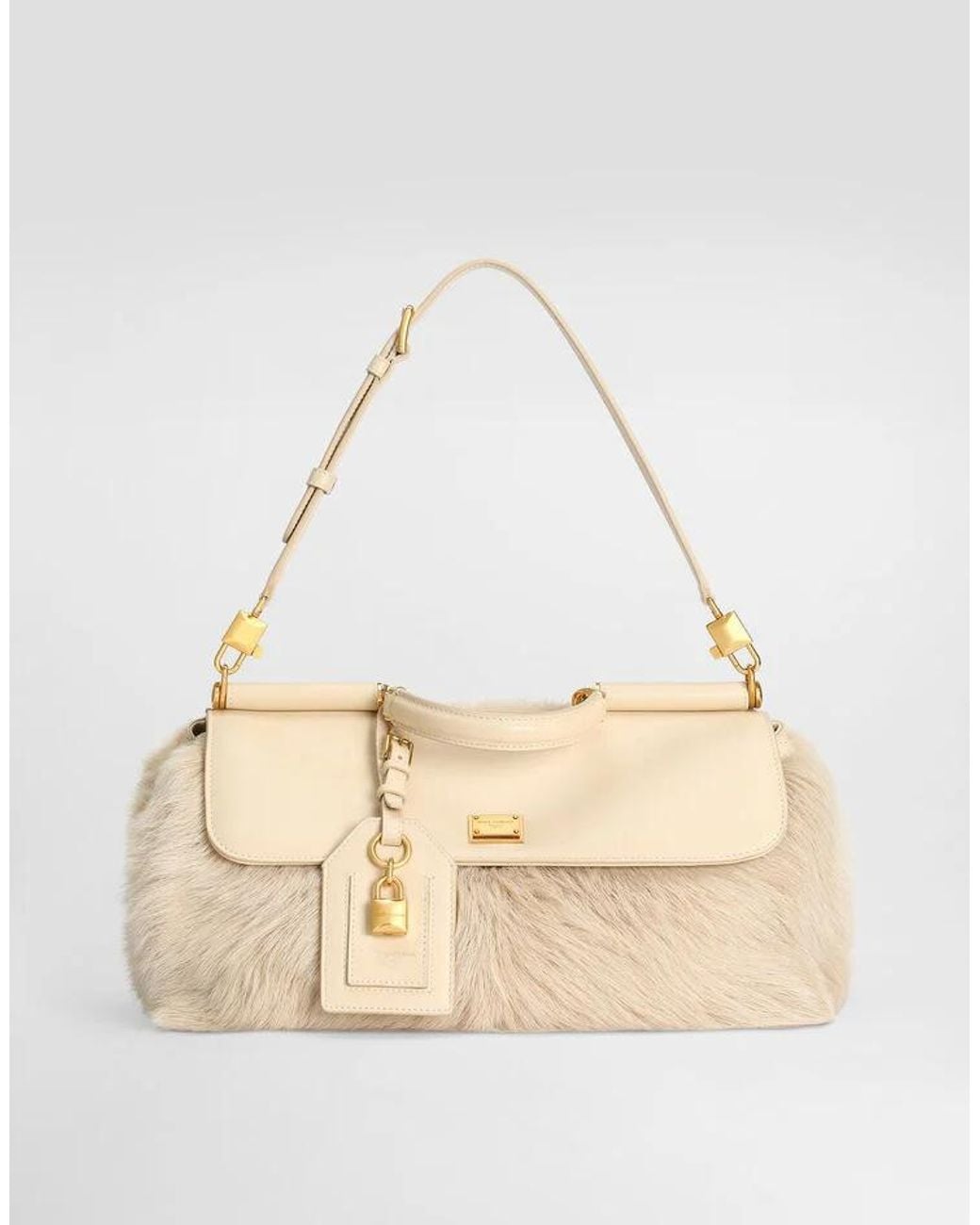 Dolce & Gabbana Natural My Sicily Fur-Panel Tote Bag
