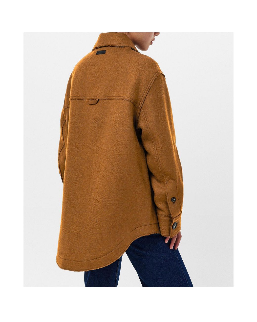 AMI Brown Single-Breasted Solid Color Coat