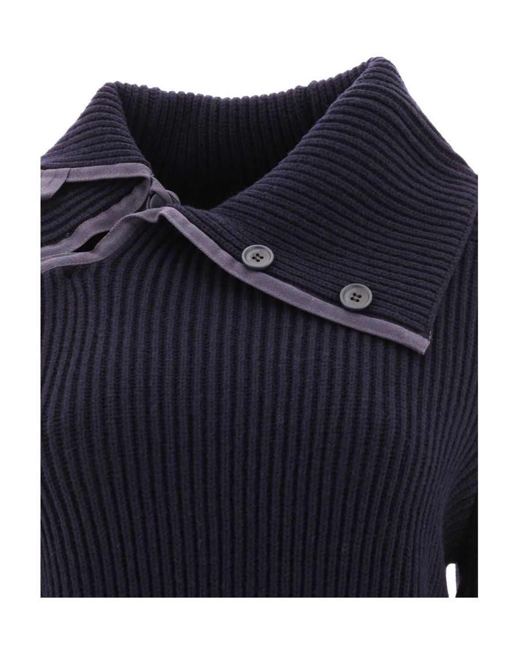 Jacquemus Blue Vega Asymmetric Wool-Blend Jumper