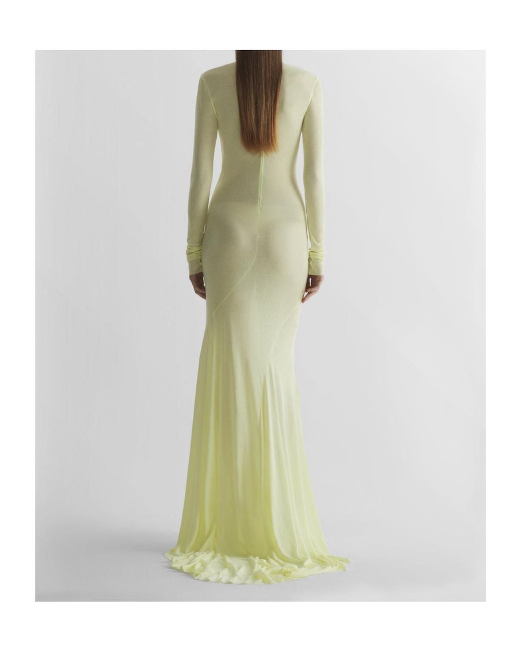 Mugler Green Turtleneck Jersey Gown