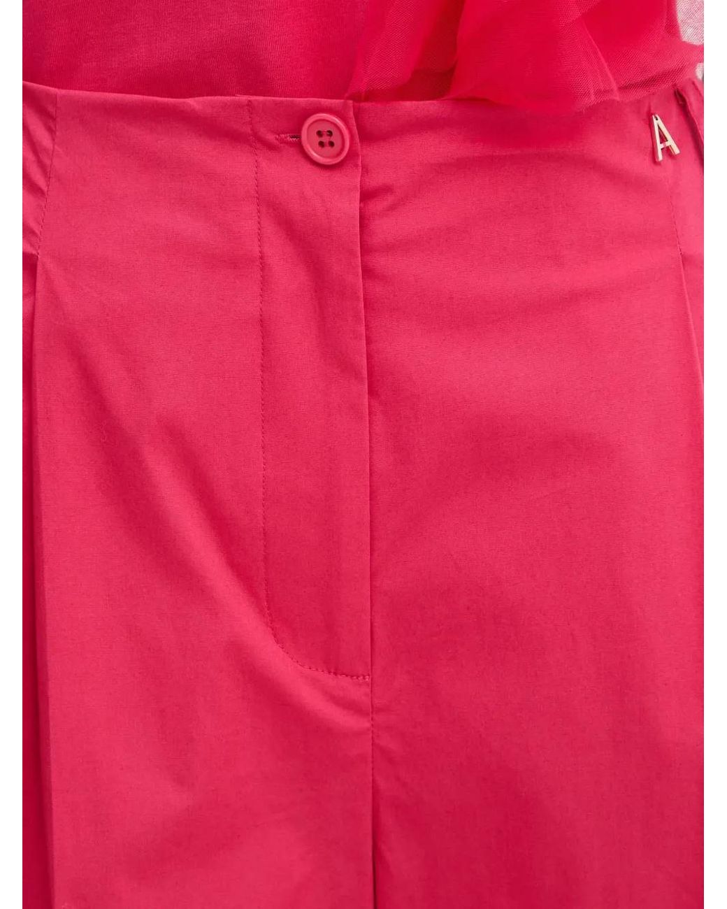 Twinset Red Pleated Wide-Leg Trousers