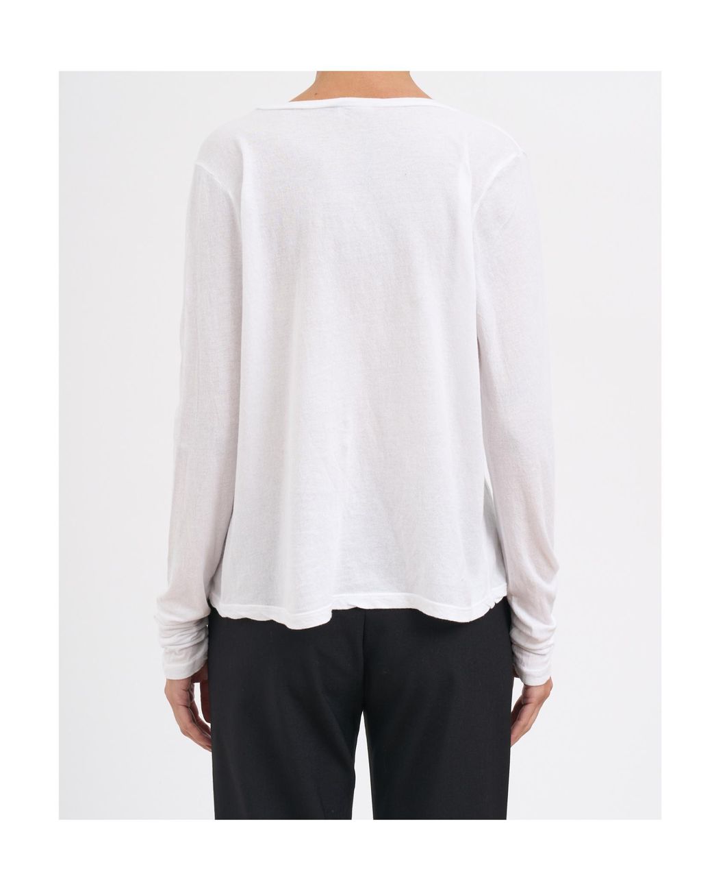 James Perse White Deep V-Neck Long Sleeve T-Shirt