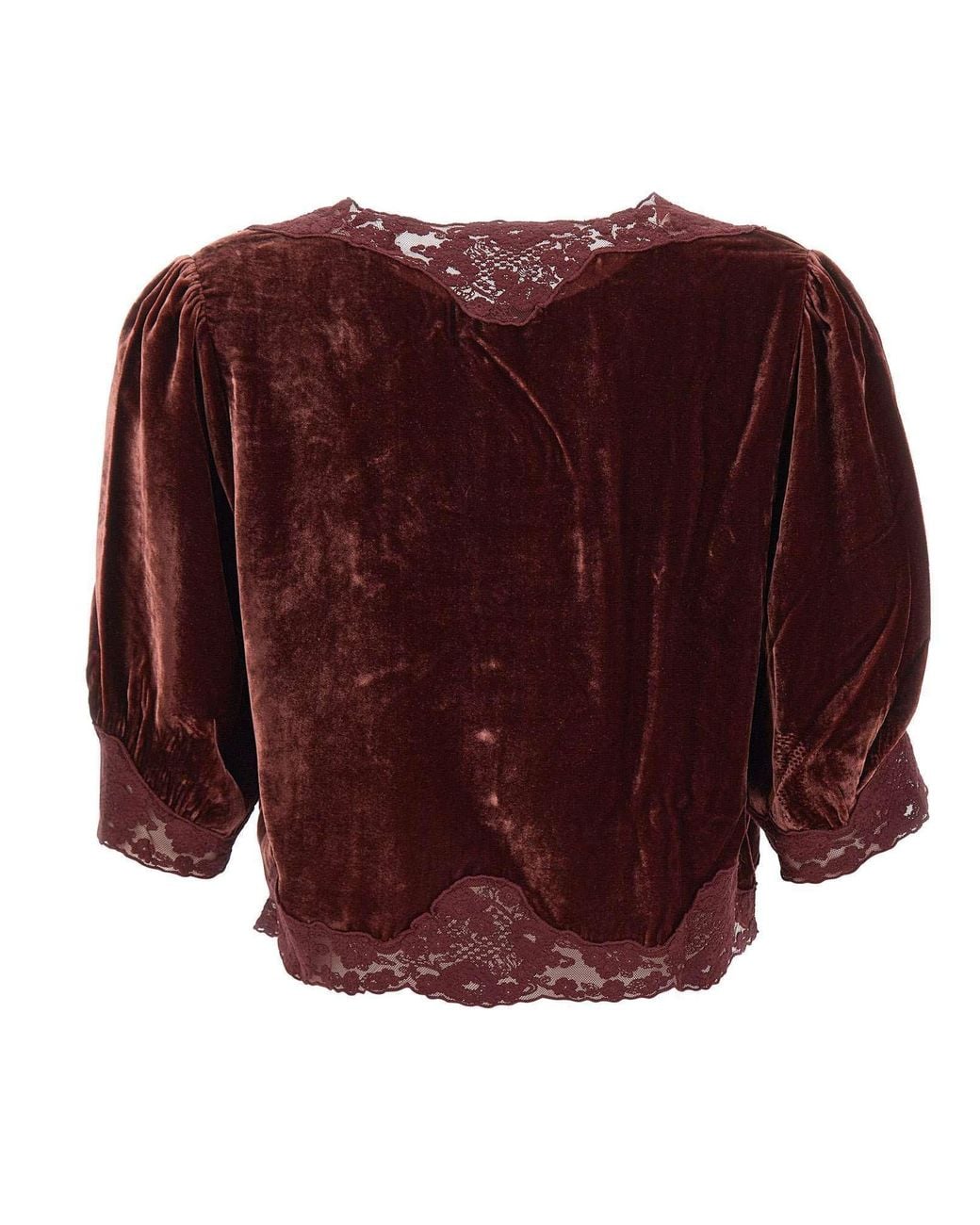Rixo Red Ursula Lace Trim Button Top