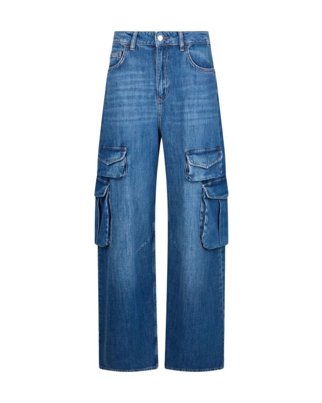Liu Jo Blue Cargo-Pocket Straight-Leg Jeans