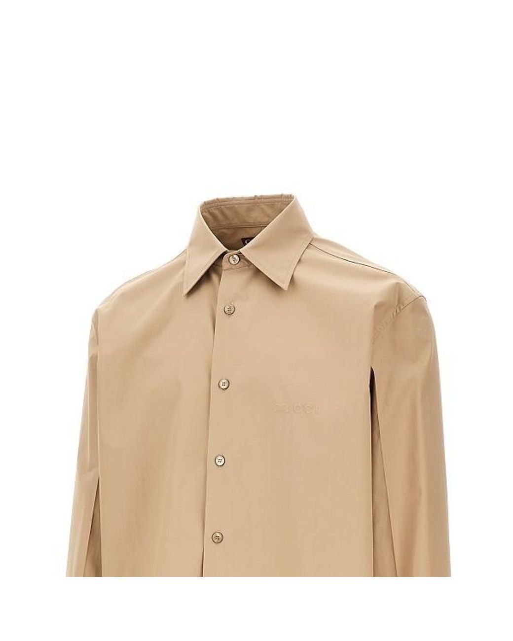 Gucci Natural Embossed Long-Sleeve Poplin Shirt for men