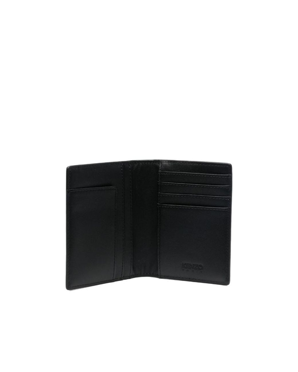 KENZO Black Paris Logo-Patch Bi-Fold Wallet for men