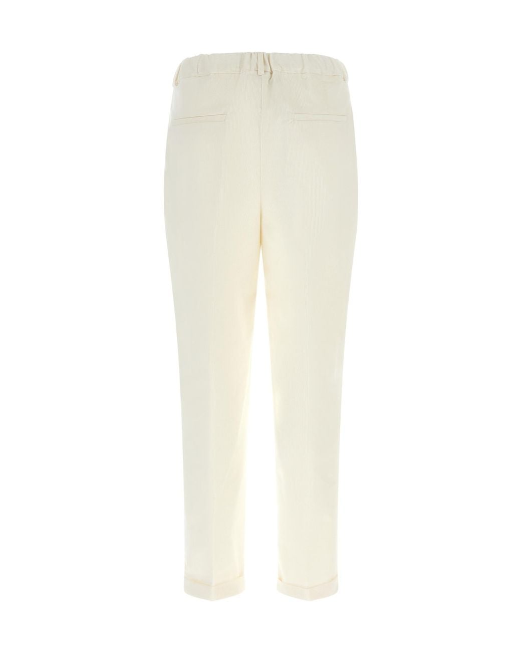 Kiton White Pleated Corduroy Trousers