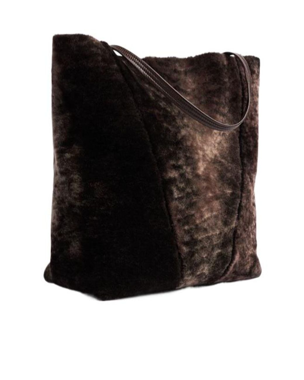 Chloé Black Large Spin Faux Fur Tote Bag