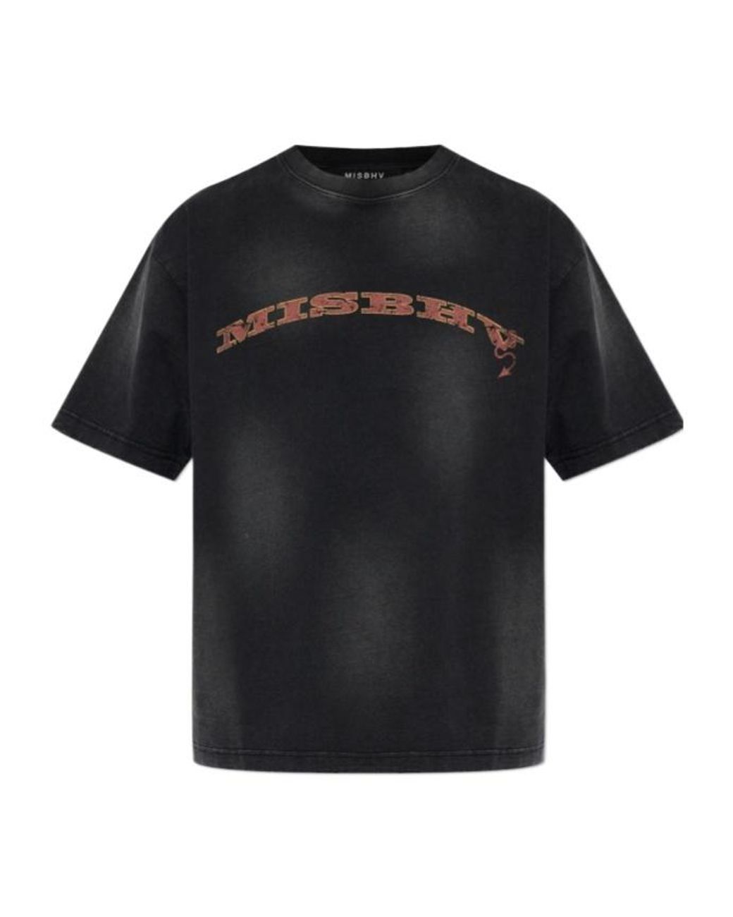 M I S B H V Black Distressed Logo Printed T-Shirt for men