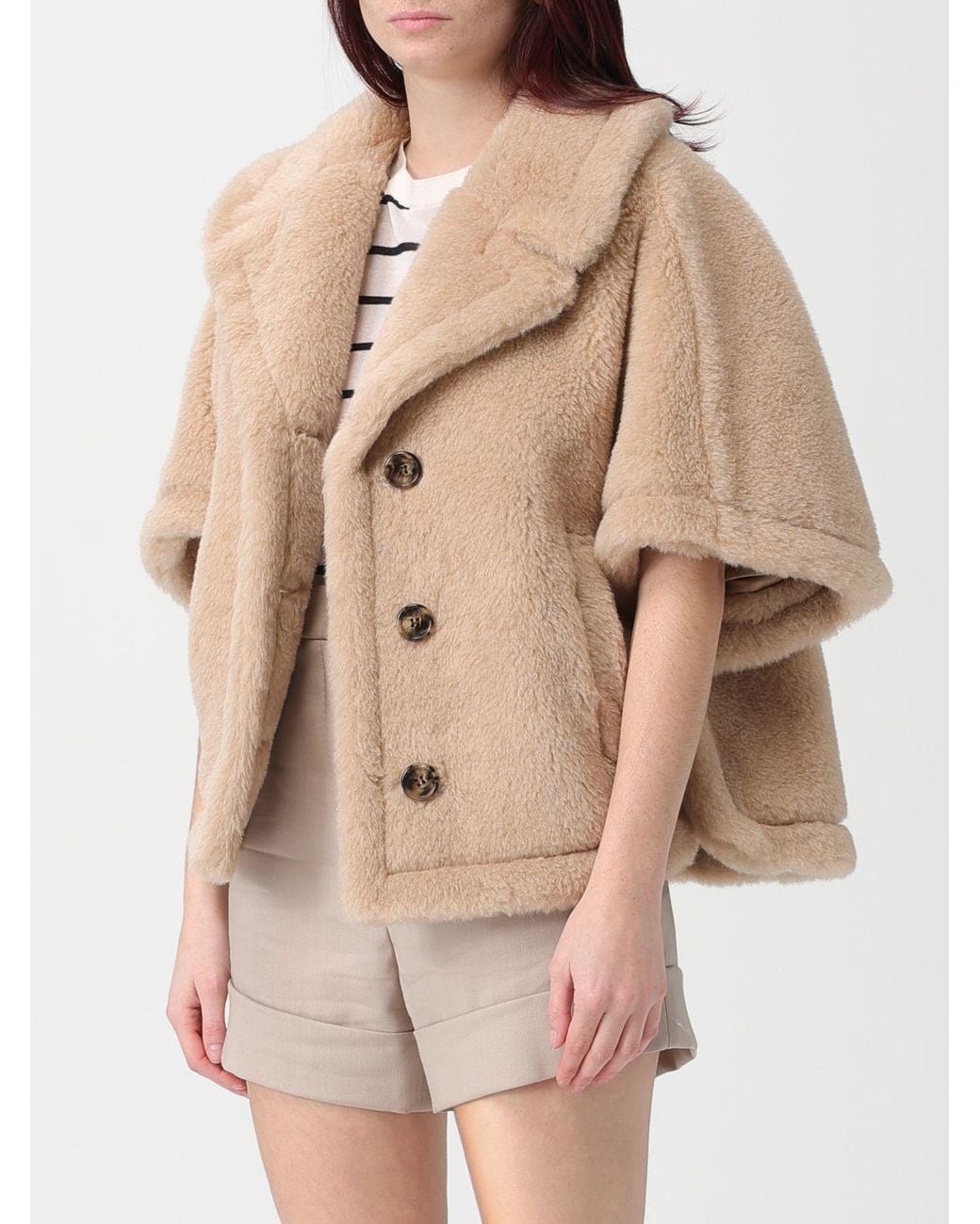 Max Mara Natural Corvino1 Button-Up Cape
