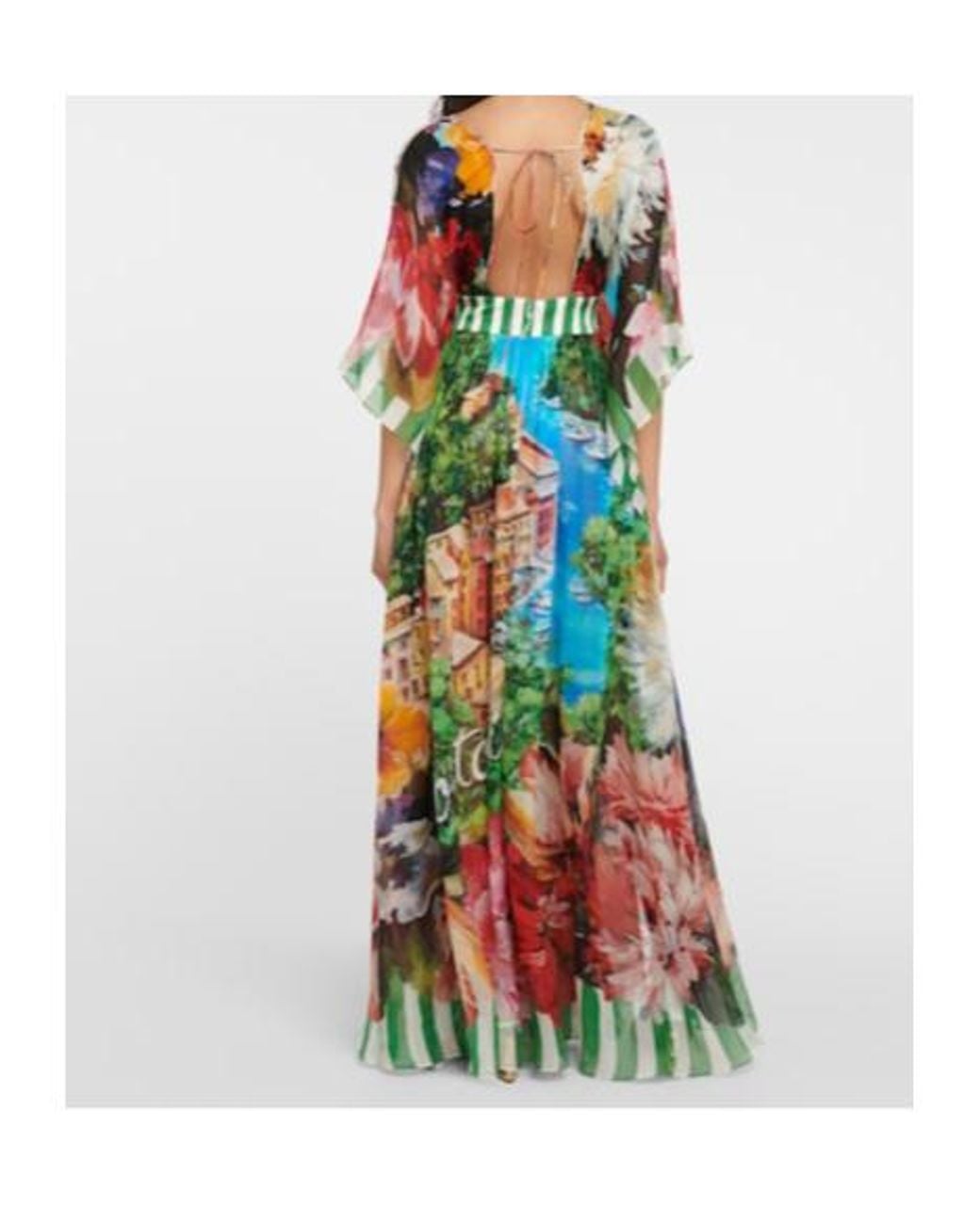 Dolce & Gabbana White Portofino Printed Silk Chiffon Gown