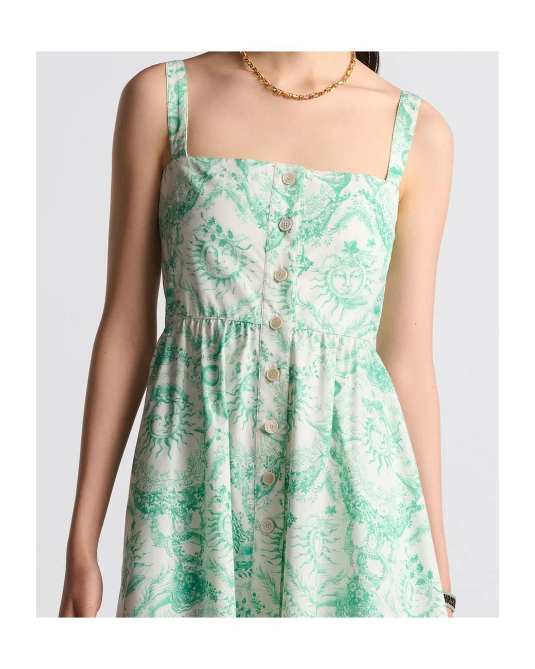 Dior Green Iviera Flared Mid-Length Dress