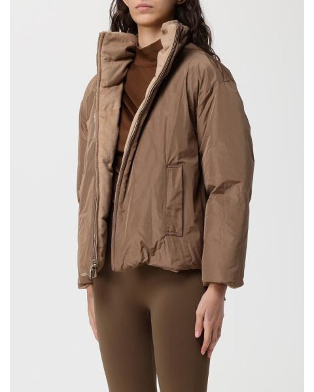 Max Mara Brown Zip-Up High Neck Reversible Jacket