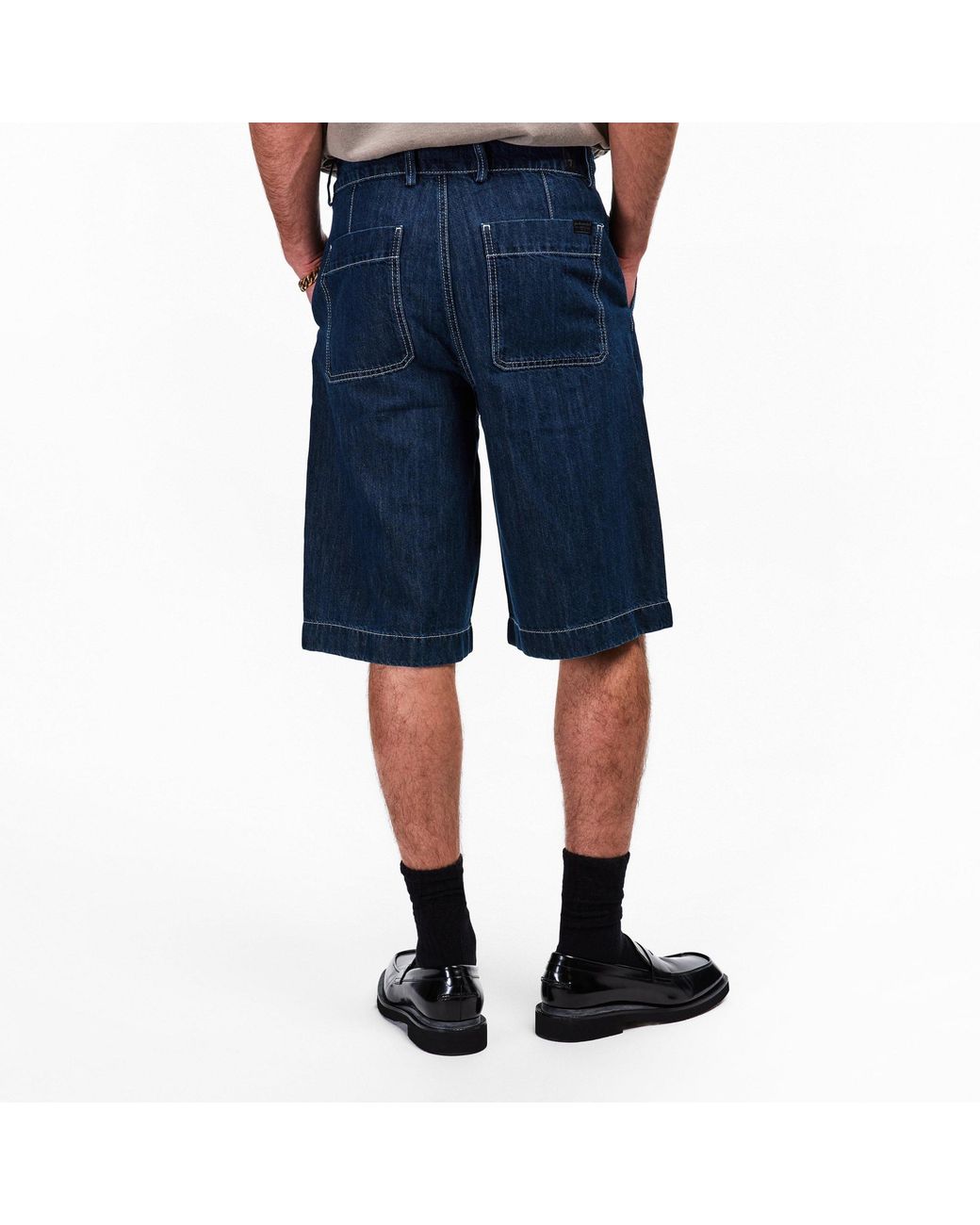 7 For All Mankind Blue Belt-Loop Shorts for men