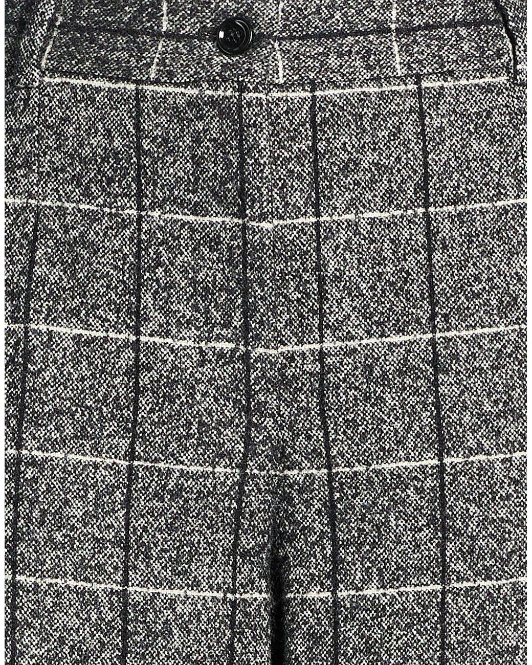 Dolce & Gabbana Gray Plaid Wide-Leg Pants