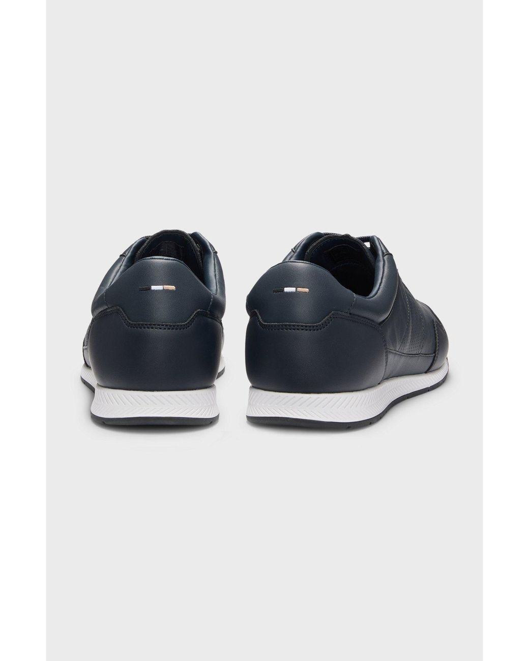 Boss Blue Logo-Detail Leather Sneakers for men